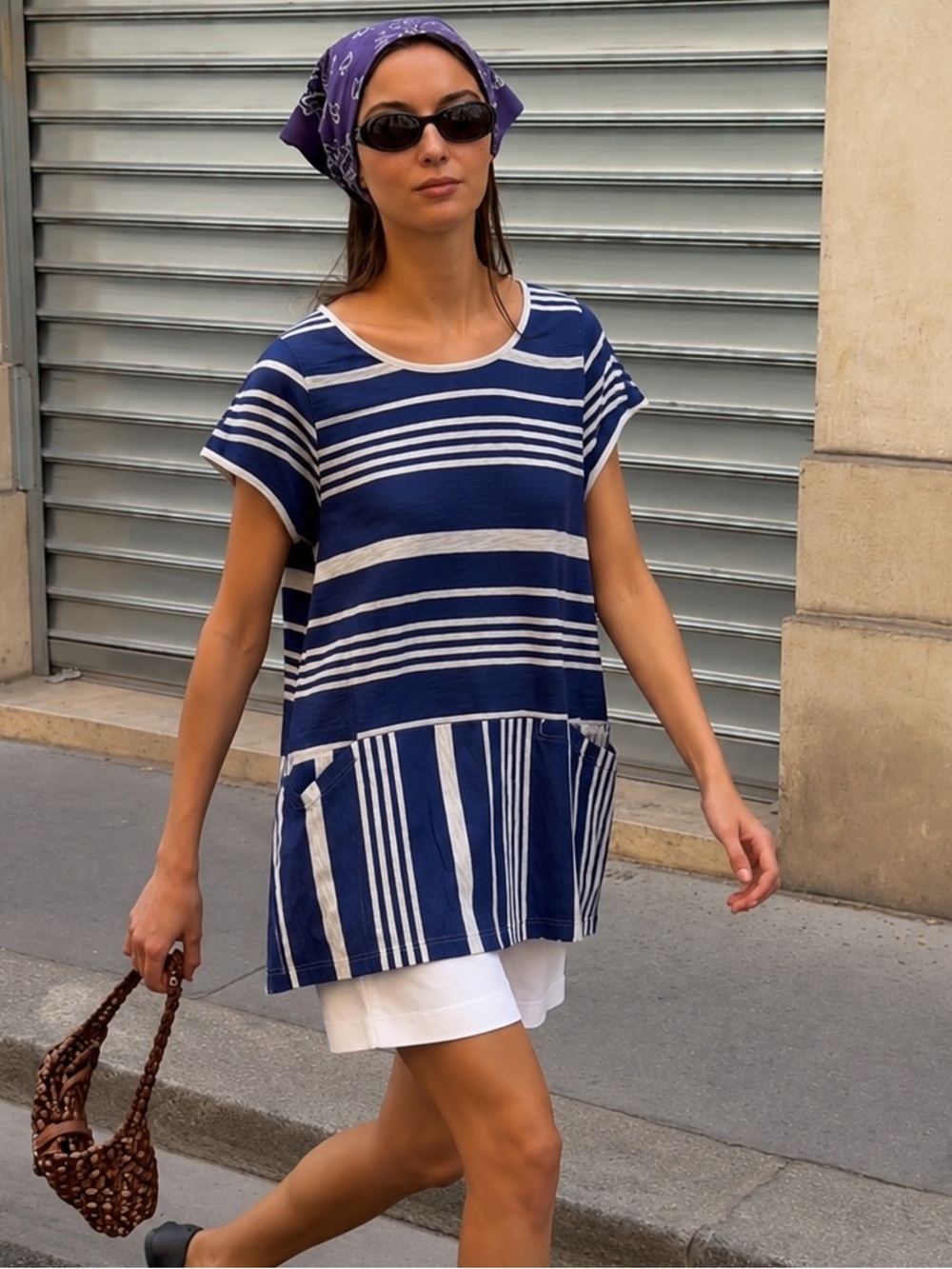 Anthropologie Blue and White Boxy Tunic